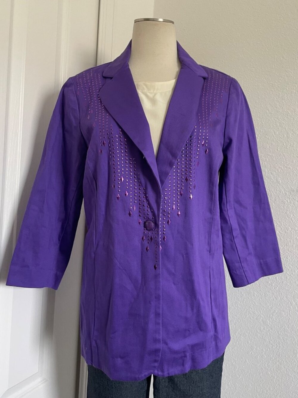 Vintage Bob Mackie Wearable Art Purple Studded Blazer Women’s Size Medium